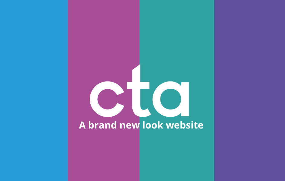 blue, magenta, teal and purple rectangles with cta logo and text in white