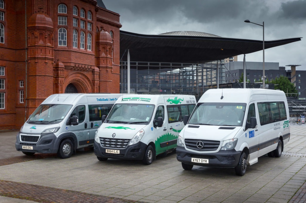 3 minibuses at National Assembly for Wales