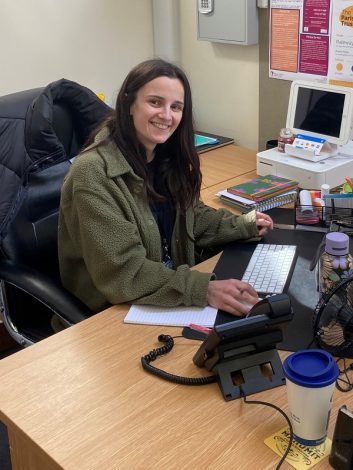 Parish Trust Saffron in the Office, Smiling