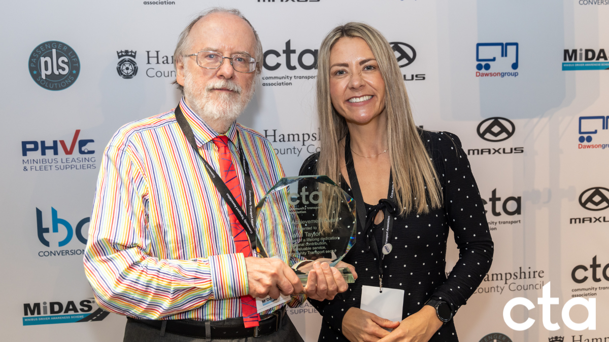 John Taylor with CTA Chief Executive Victoria Armstrong at the 2024 MiDAS Awards.