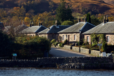 Photo shows homes in the Lock Lomond village of Luss. 